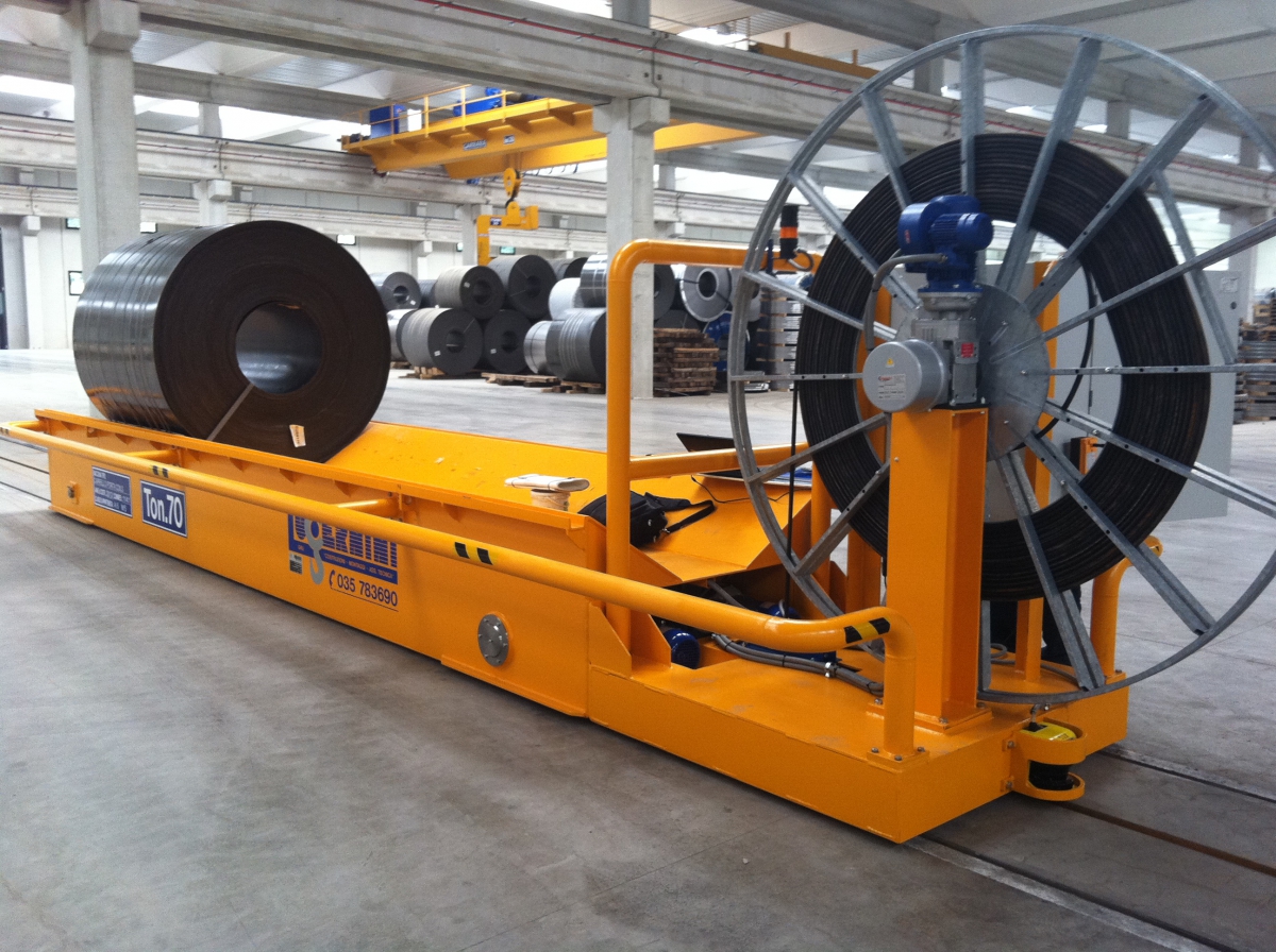 Carrello semiautomatico porta coils da 70 tonnellate